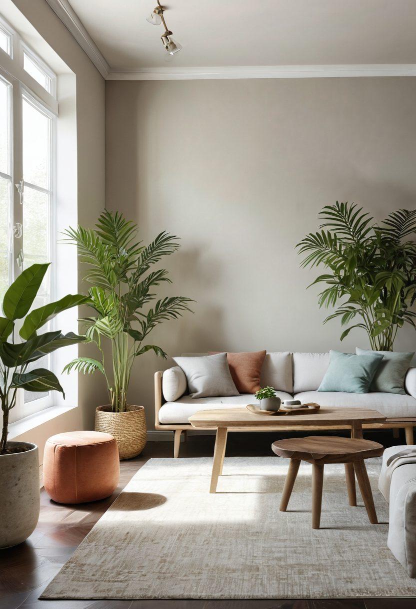 Illustrate a serene, peaceful interior space infused with natural light, showcasing a harmonious blend of thoughtfully designed furniture and plants symbolizing healing. Include subtle elements like calming colors, soft textures, and design components that evoke tranquility. A person practicing mindfulness or meditation can be incorporated to emphasize the concept of wellness. organic shapes, soothing palette, minimalistic design, zen atmosphere. super-realistic. vibrant colors. 3D.