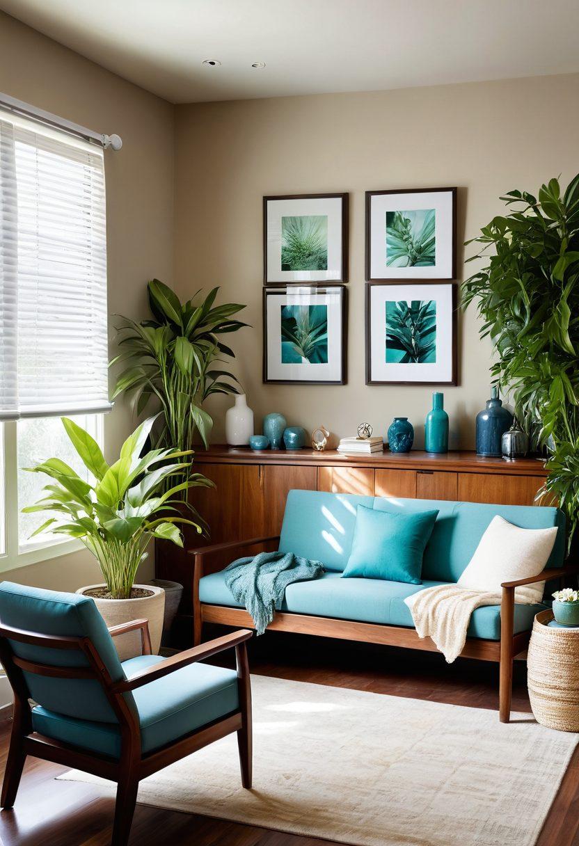 A serene room blending elements of stylish living and oncology care, featuring soft natural lighting, lush plants, and comfortable furniture. Incorporate healing crystals on a wooden table, with a cozy reading nook nearby. Show a blend of medical tools and soothing decor, representing balance and harmony. Capture a tranquil ambiance with calming colors. super-realistic. vibrant colors. cozy atmosphere.